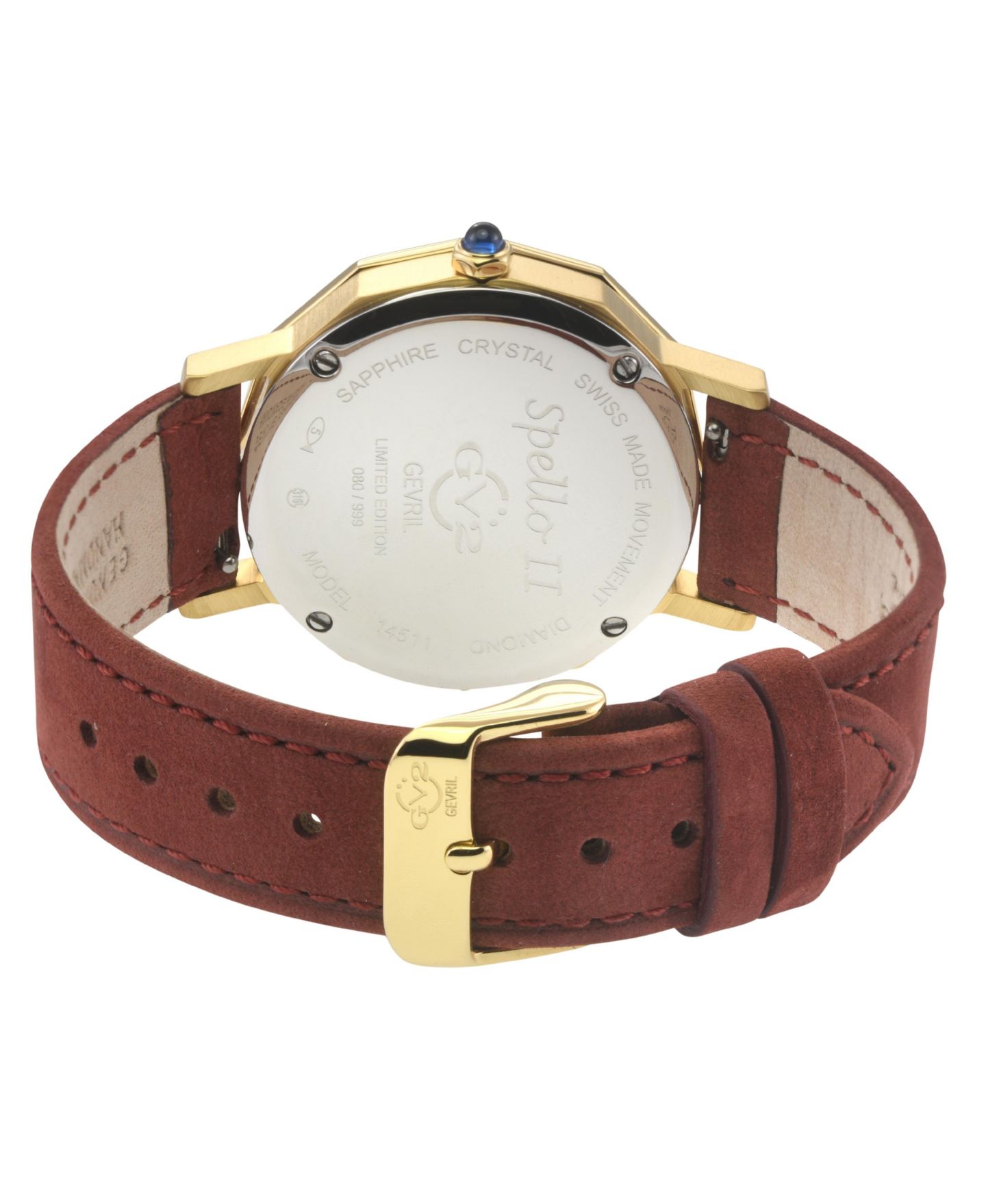 Женские часы GV2 by Gevril Spello II Swiss Quartz Diamond Hand made Italian leather Strap Watch — фото 3