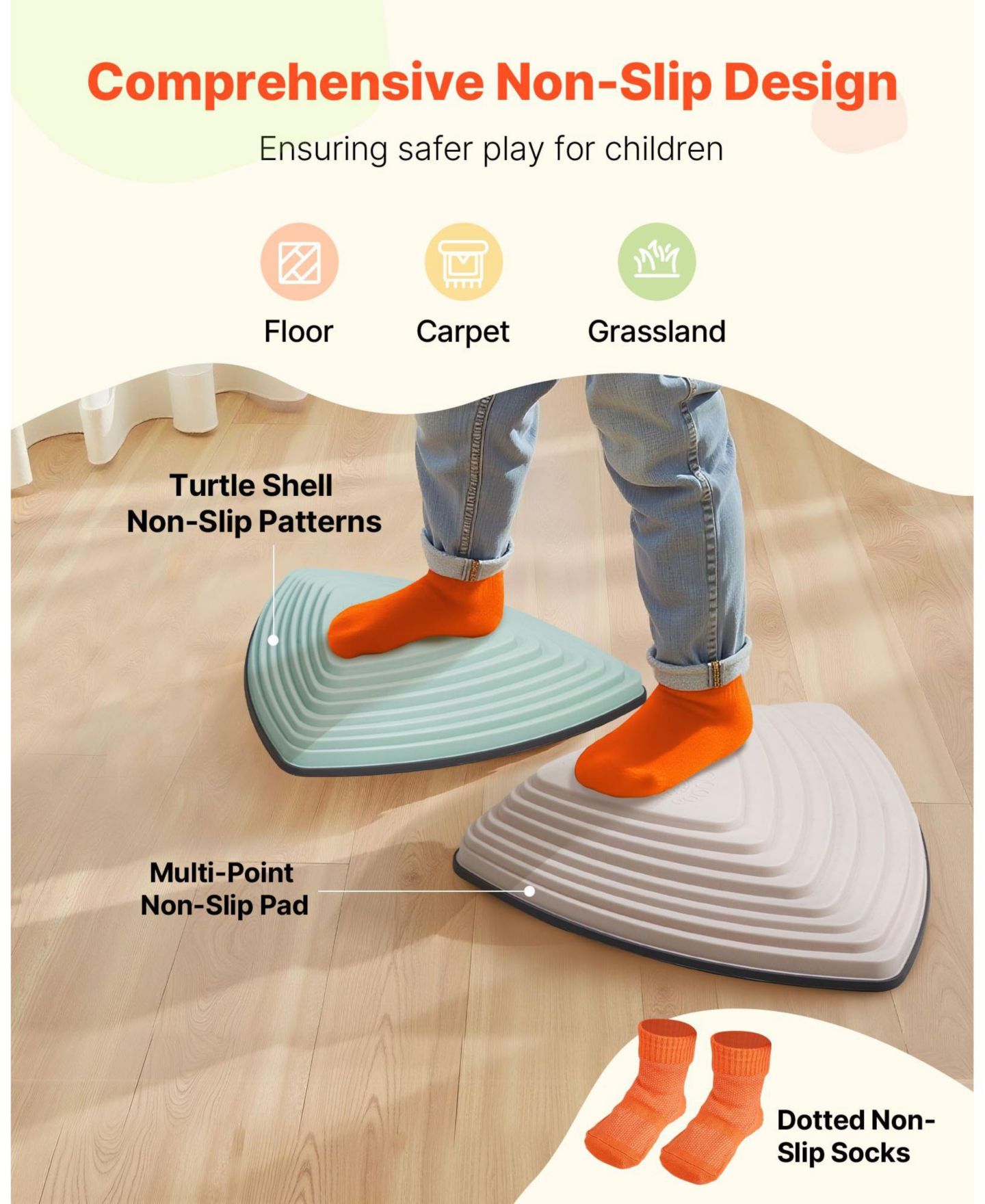 Детские игрушки Mecale Balance Stepping Stones for Kids, 6 Pieces Non-Slip Sensory Stones, 220 lbs Max, цвет: Серый — фото 6