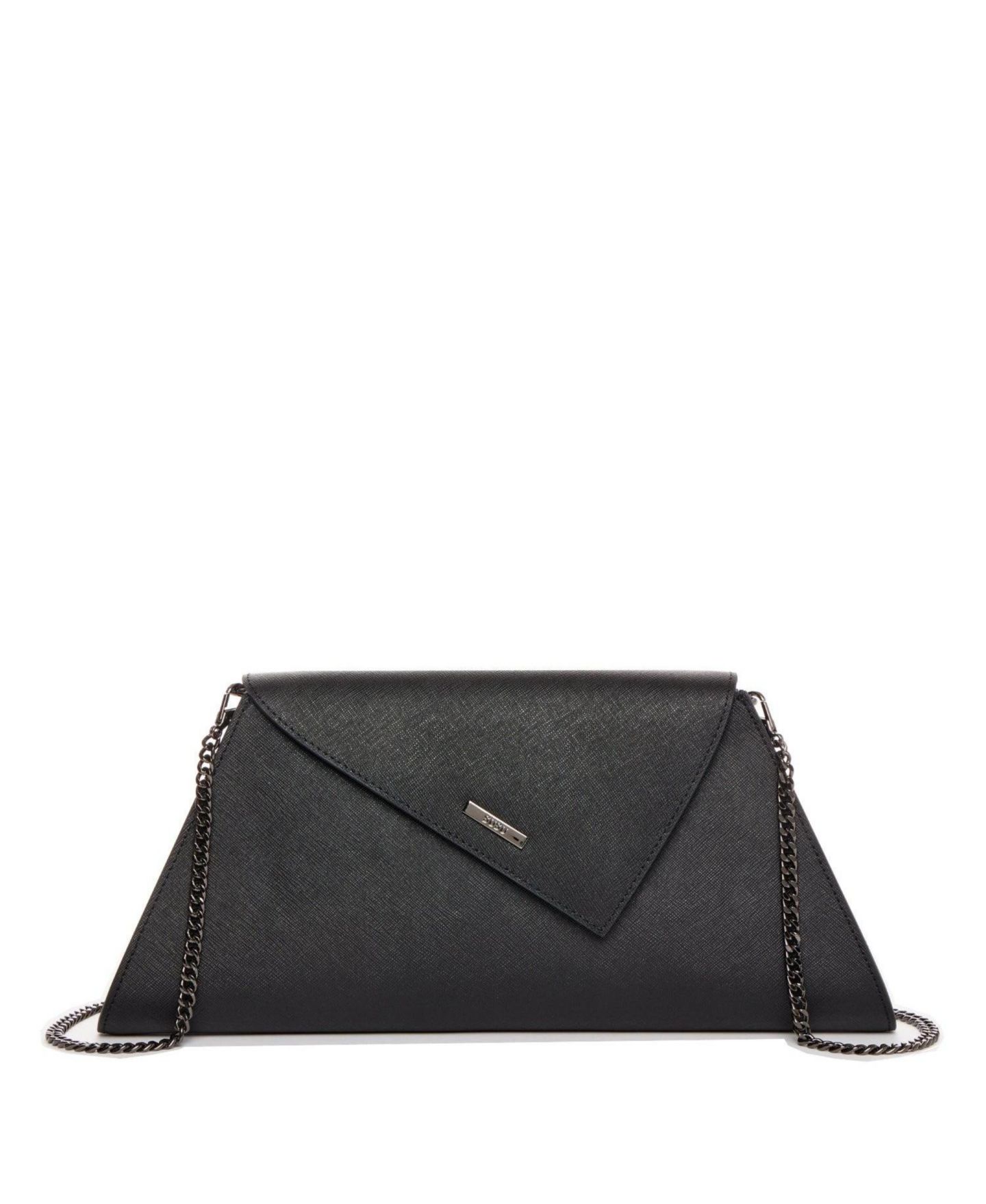 Женский клатч SUSU Saffiano Leather Envelope Clutch Purse Crossbody Evening Bag with Chain Strap Elegant Handbag, цвет: Чёрный — фото 1
