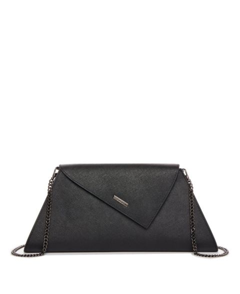 Женский клатч SUSU Saffiano Leather Envelope Clutch Purse Crossbody Evening Bag with Chain Strap Elegant Handbag, цвет: Чёрный