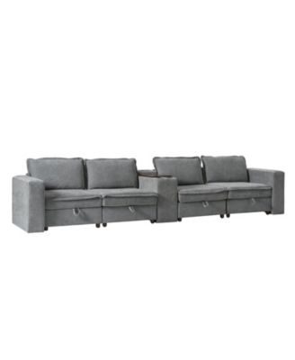Buelow 148" Modern Storage Sectional Sofa With Charging Station And Middle Storage Compartment