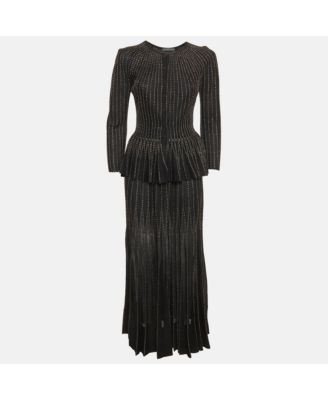 Women's Knit Striped Embroidered Pattern Top And Skirt Set