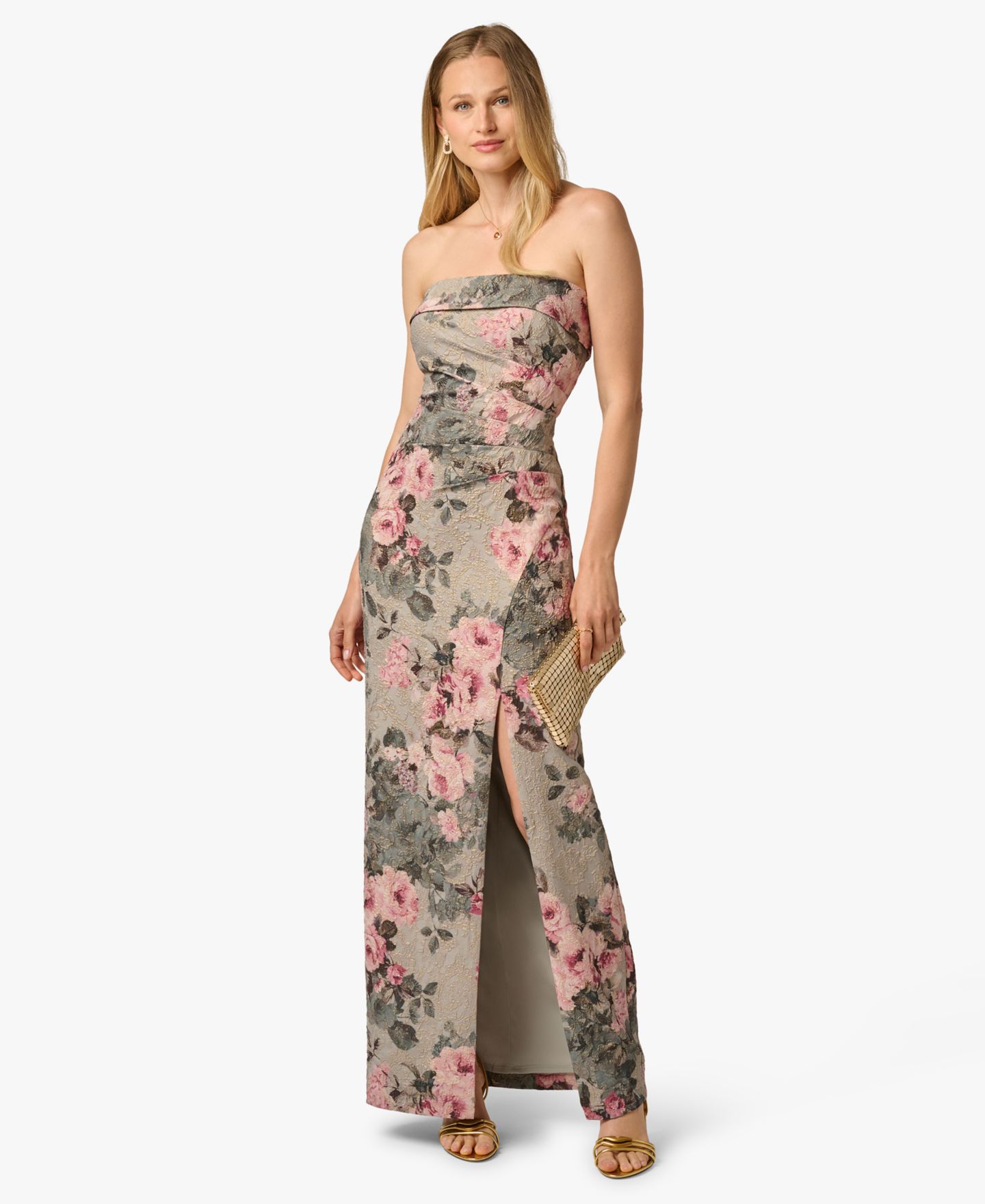 Женские платья Adrianna Papell Strapless Body Gown, цвет: Сланцевый / Пудровый разноцветный — фото 2