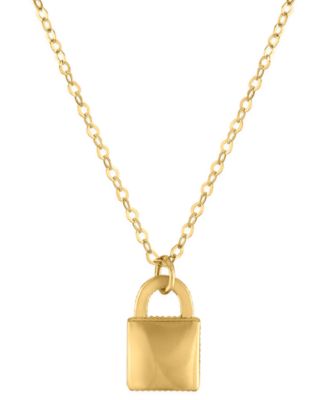 Small Padlock Pendant Necklace in 10k Yellow Gold 