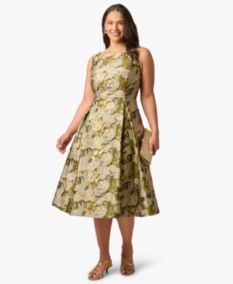 adrianna papell women's boat-neck fit & flare midi dress Adrianna Papell Women's Sleeveless Tea Length Dress, Ivory, 12