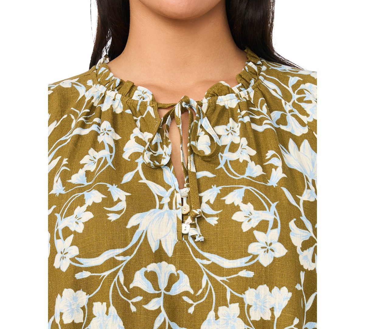Msk Plus Split Tie Neck Short-Sleeve A-Line Dress