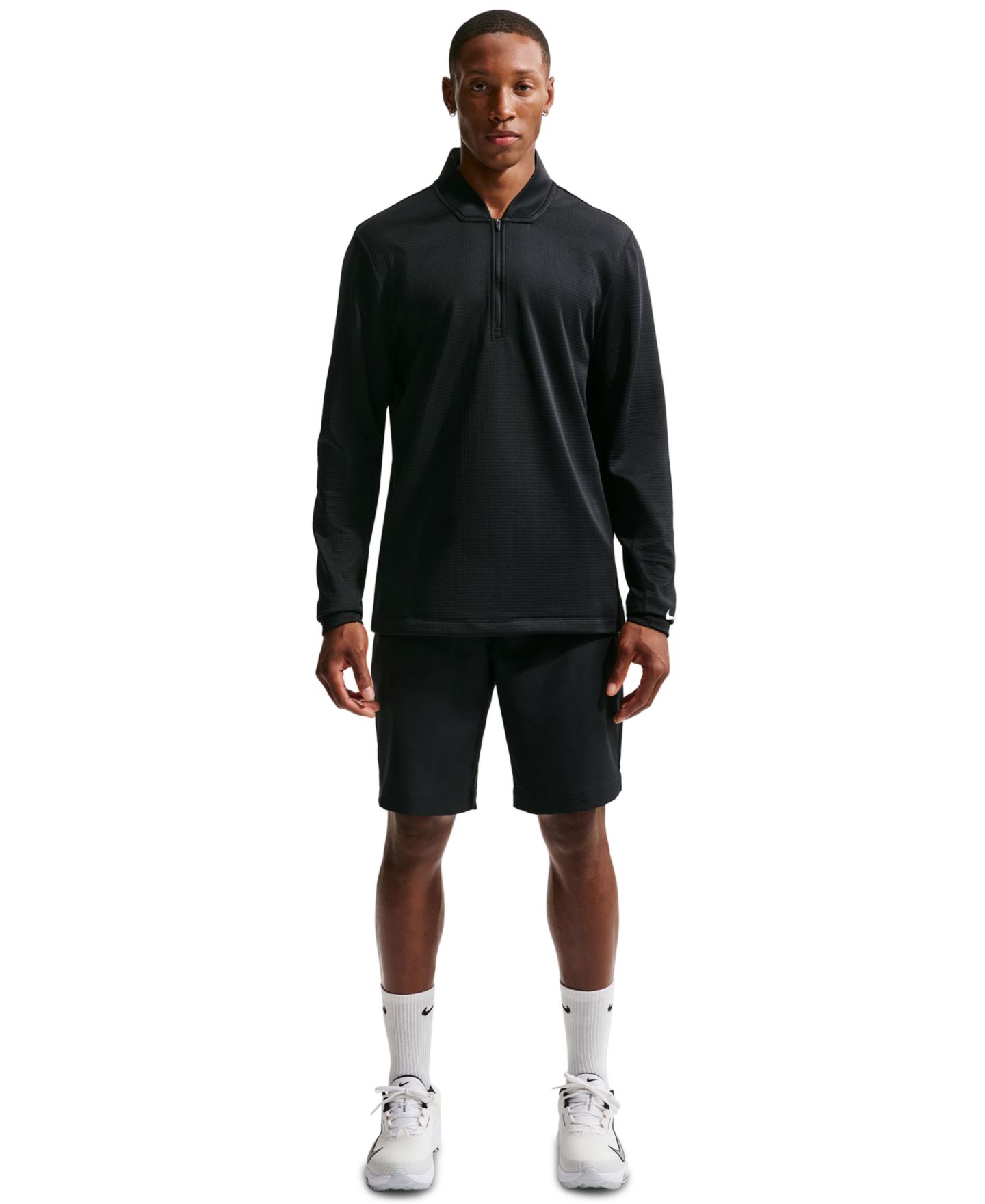 Мужской свитшот Nike Velocity Half-Zip Golf Sweatshirt, цвет: Чёрный / Белый — фото 2