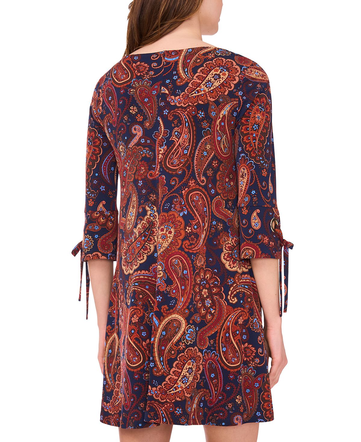 MSK Petite Crewneck 3/4-Length-Sleeve Printed Dress view 3 — MAYCSS fashion products