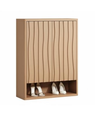 Shoe Cabinet Entryway Storage Flip Drawers Modern Diamond Panel Adjustable Shelves Sturdy Anti Tip