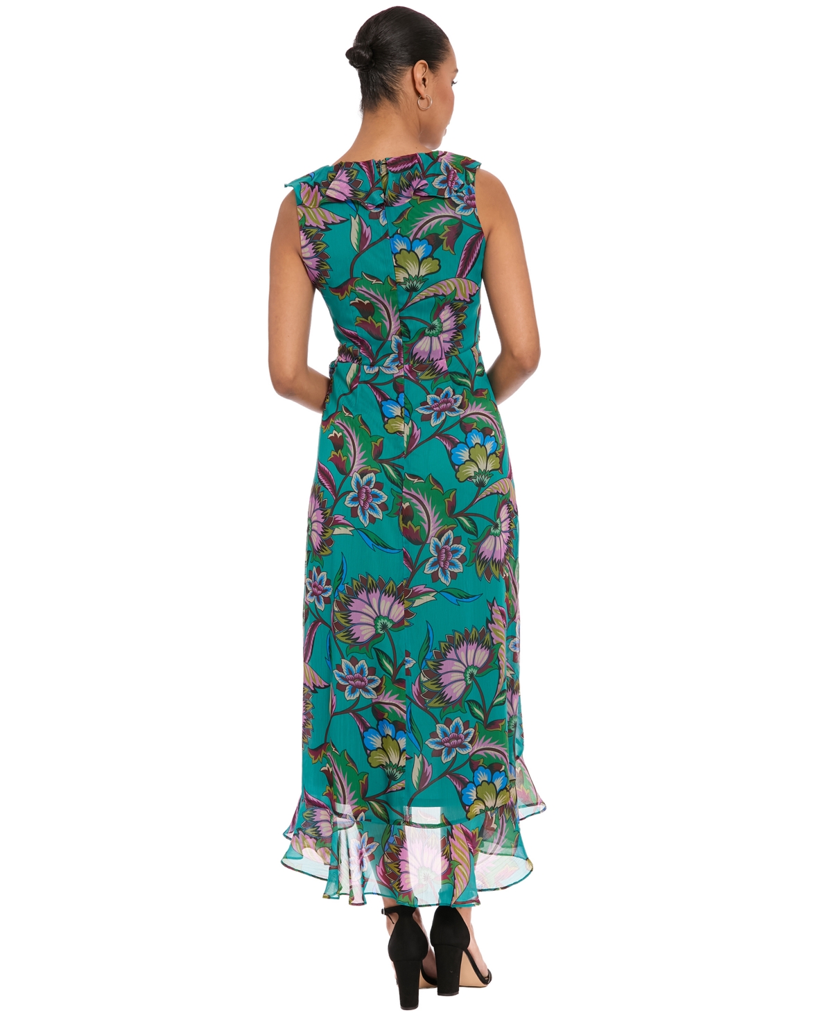 London Times Women's V-Neck High-Low Dress