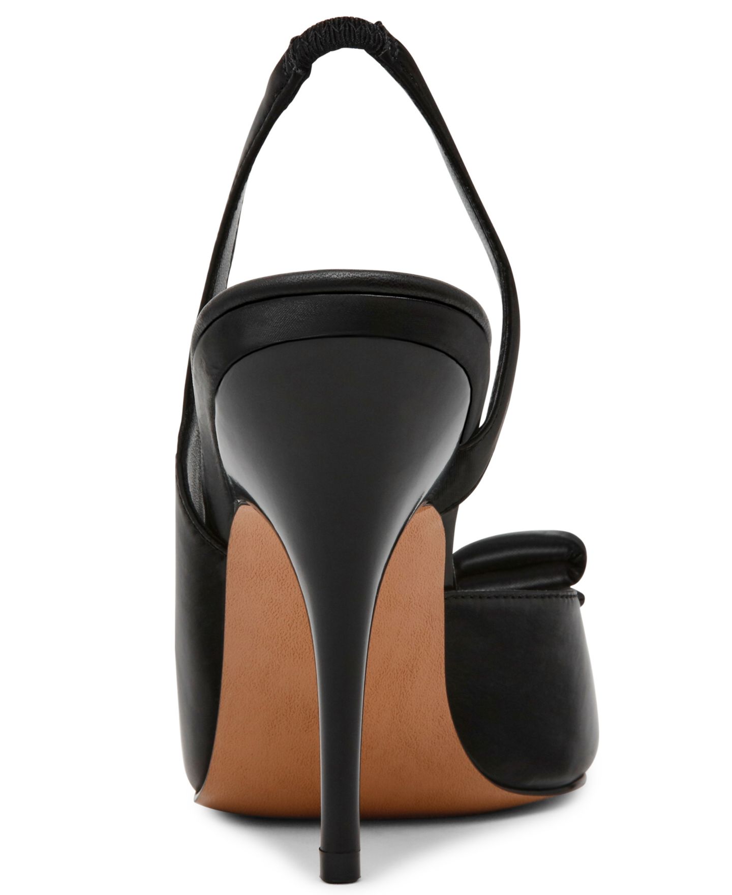 Женские туфли Steve Madden Flounce Slingback Peep-Toe Bow Pumps, цвет: Чёрный атласный — фото 3