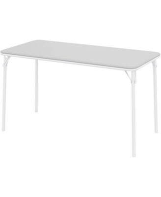 4-Foot Folding Table with Upholstered PU Leather Top, Heavy-Duty Metal Legs