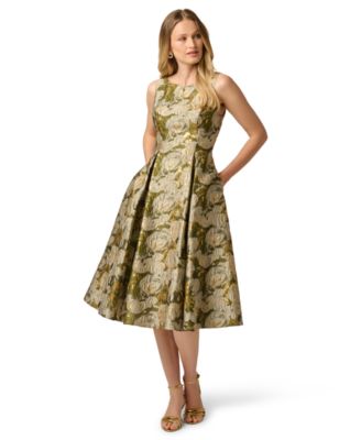 petite blue midi dress Adrianna Papell Petite Size Square Neck Mikado Midi Dress, Womens, 8P, Midnight