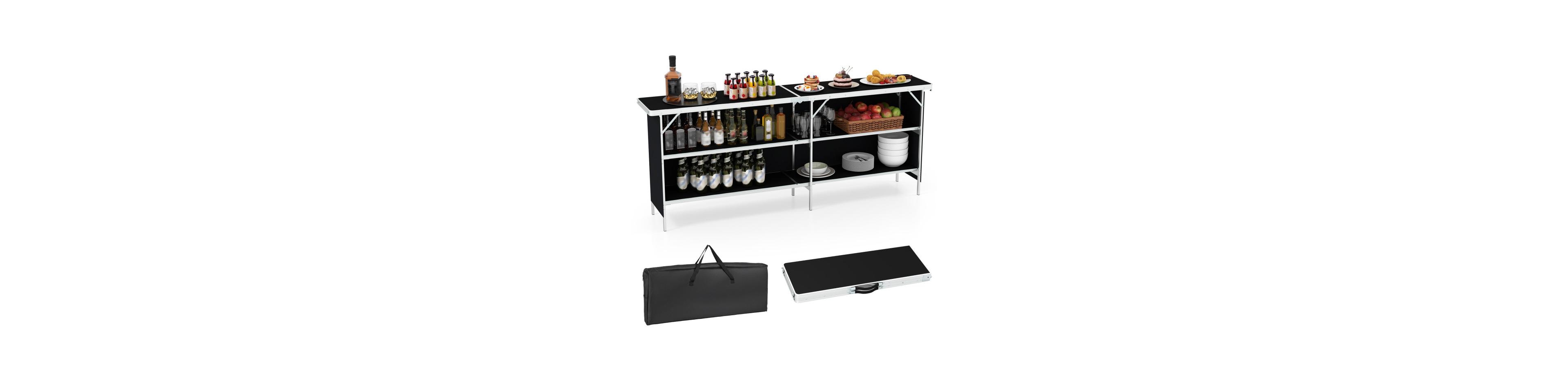 Boyel Living Aluminum Portable Picnic Table with 2-Tier Open Shelves and Spacious Tabletop
