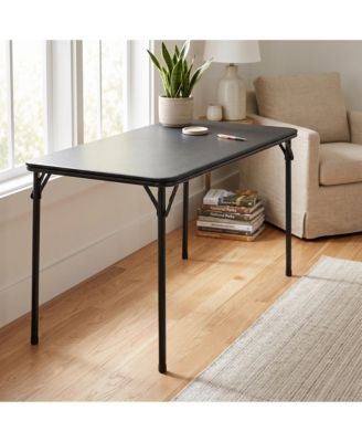 Heavy-Duty Folding Table with PU Leather Top and Sturdy Metal Frame - Portable Space-Saving Table for Parties, Picnics and Events