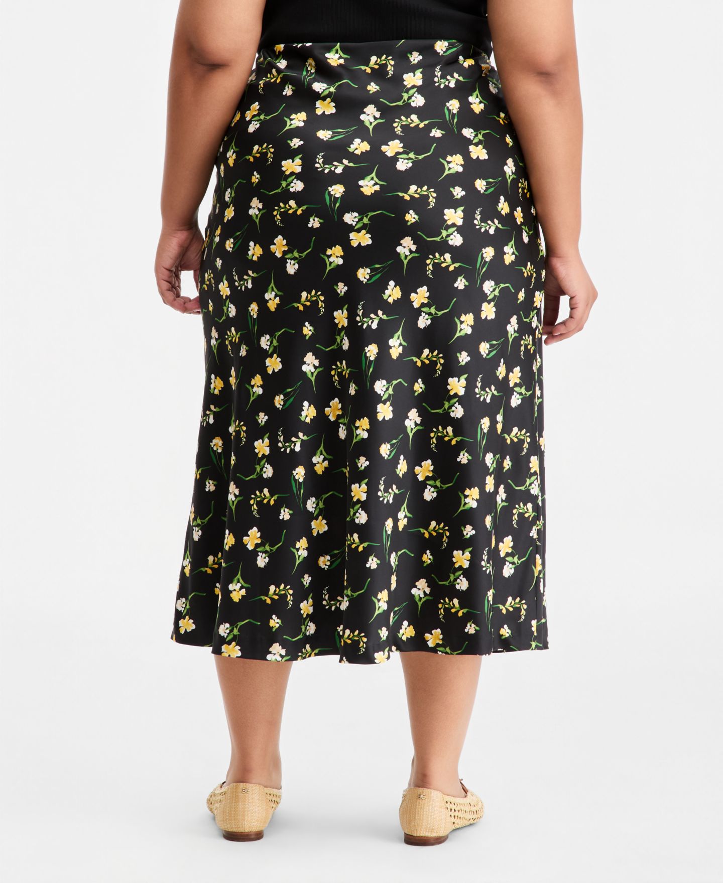Женская юбка On 34th Trendy Plus Size Floral Midi Slip, цвет: Глубокий чёрный — фото 3