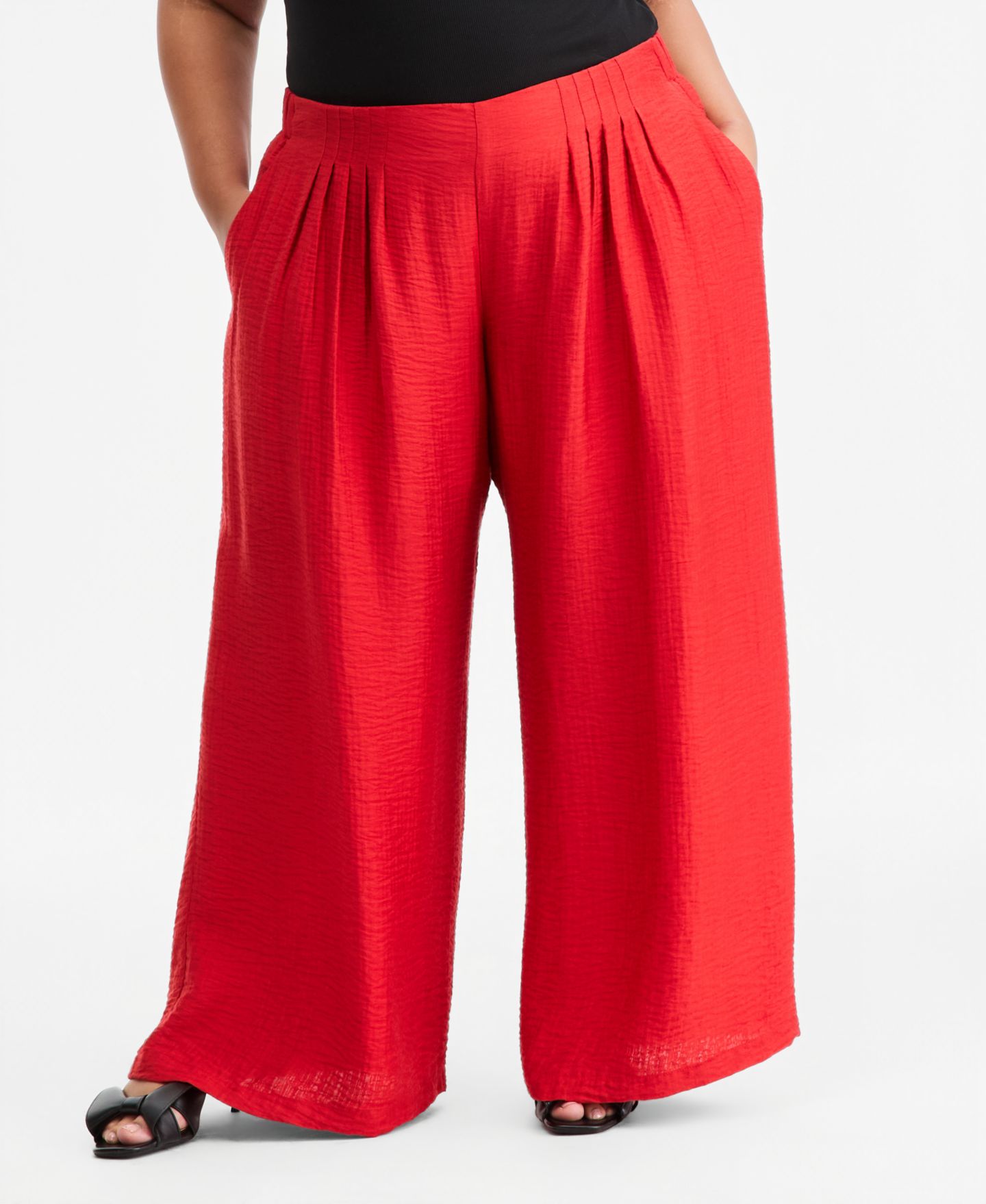 Женские брюки On 34th Trendy Plus Size Pull-On Pintucked Gauze, цвет: Красный — фото 3