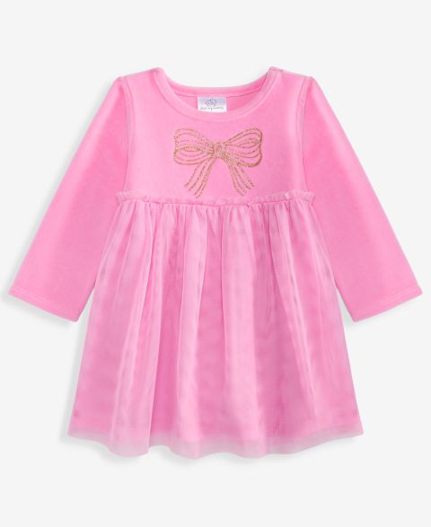 Платье First Impressions Bow Velour Dress для девочек-малышей, цвет: Bonbon