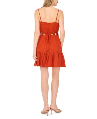 1 state red dress 1.state Women's Sweetheart Neck Sleeveless Mini Linen Dress - Rooibos Tea
