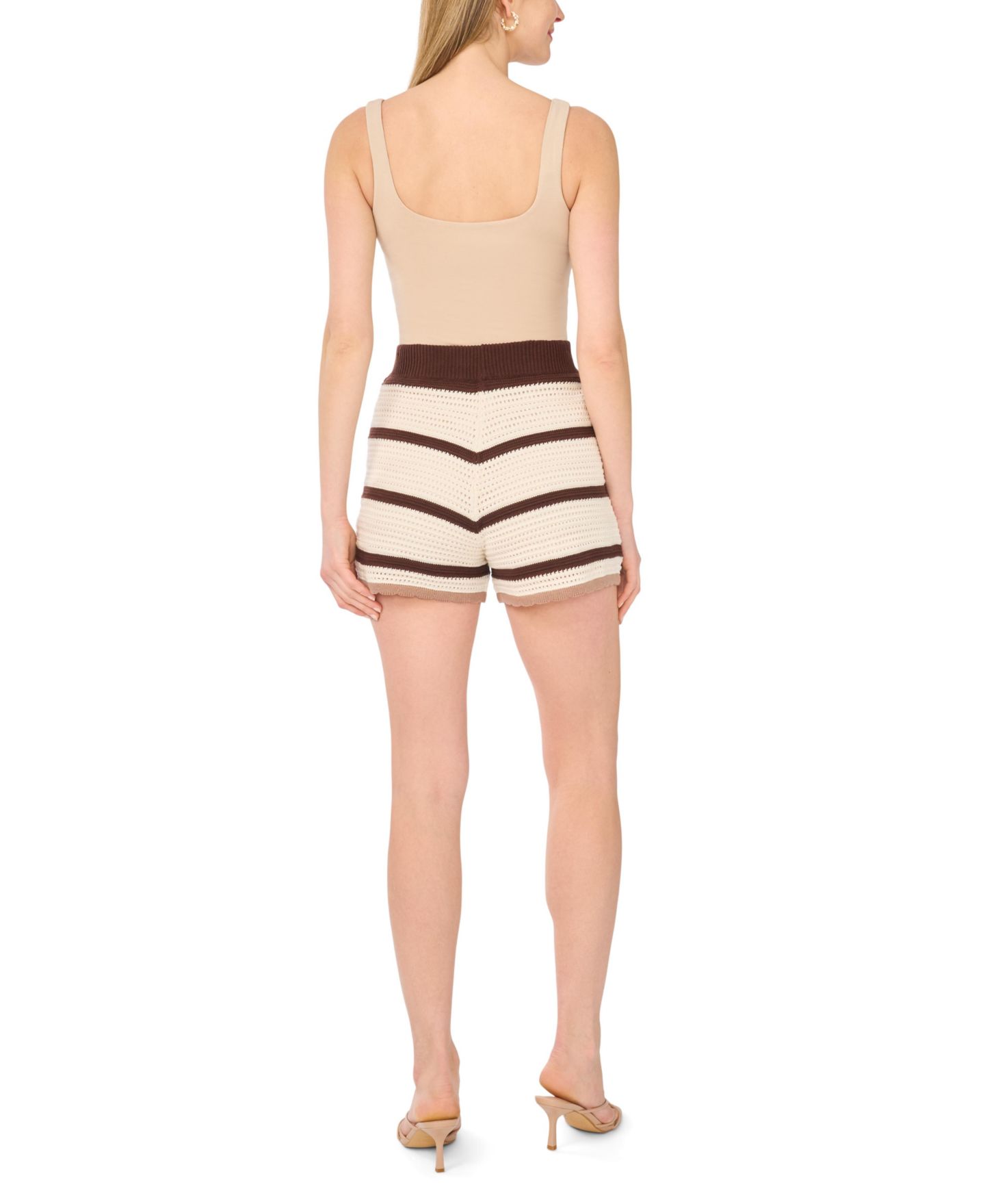 Женские шорты 1.STATE Mesh Stripe Encased Elastic Waistband, цвет: Состаренный белый — фото 8