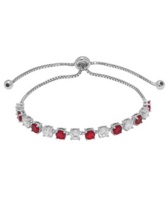 Lab Grown White Sapphire (2.38 ct. t.w.) & Lab Grown Ruby (2.38 ct. t.w.) Bracelet in Sterling Silver (Also Available in Lab Grown Blue Sapphire & Lab Grown White Sapphire)