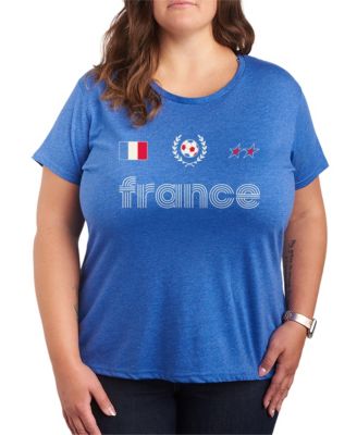 Plus Size France Soccer Jersey Graphic T-Shirt
