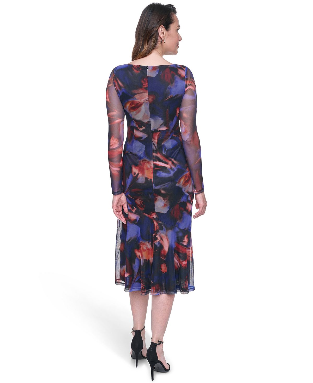 Vince Camuto Women's Printed Mesh Bodycon Midi Dress view 4 — MAYCSS fashion products