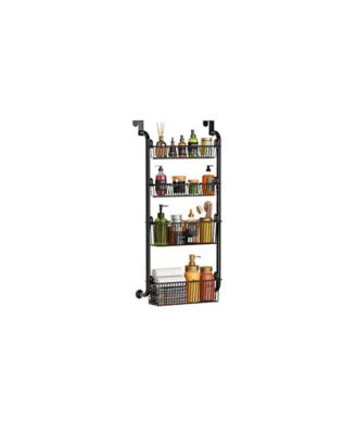 Over The Door Pantry Organizer with Removable Baskets and Suction Cups, 4 Tier, Metal Storage Rack for Kitchen Closet Bathroom