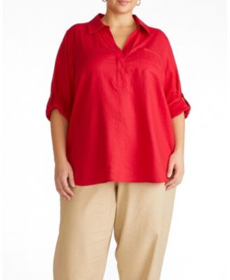 Women's Plus Size Button Back Stretch Cupro Polo Shirt