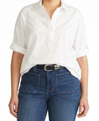 Women's Plus Size Button Back Stretch Cupro Polo Shirt