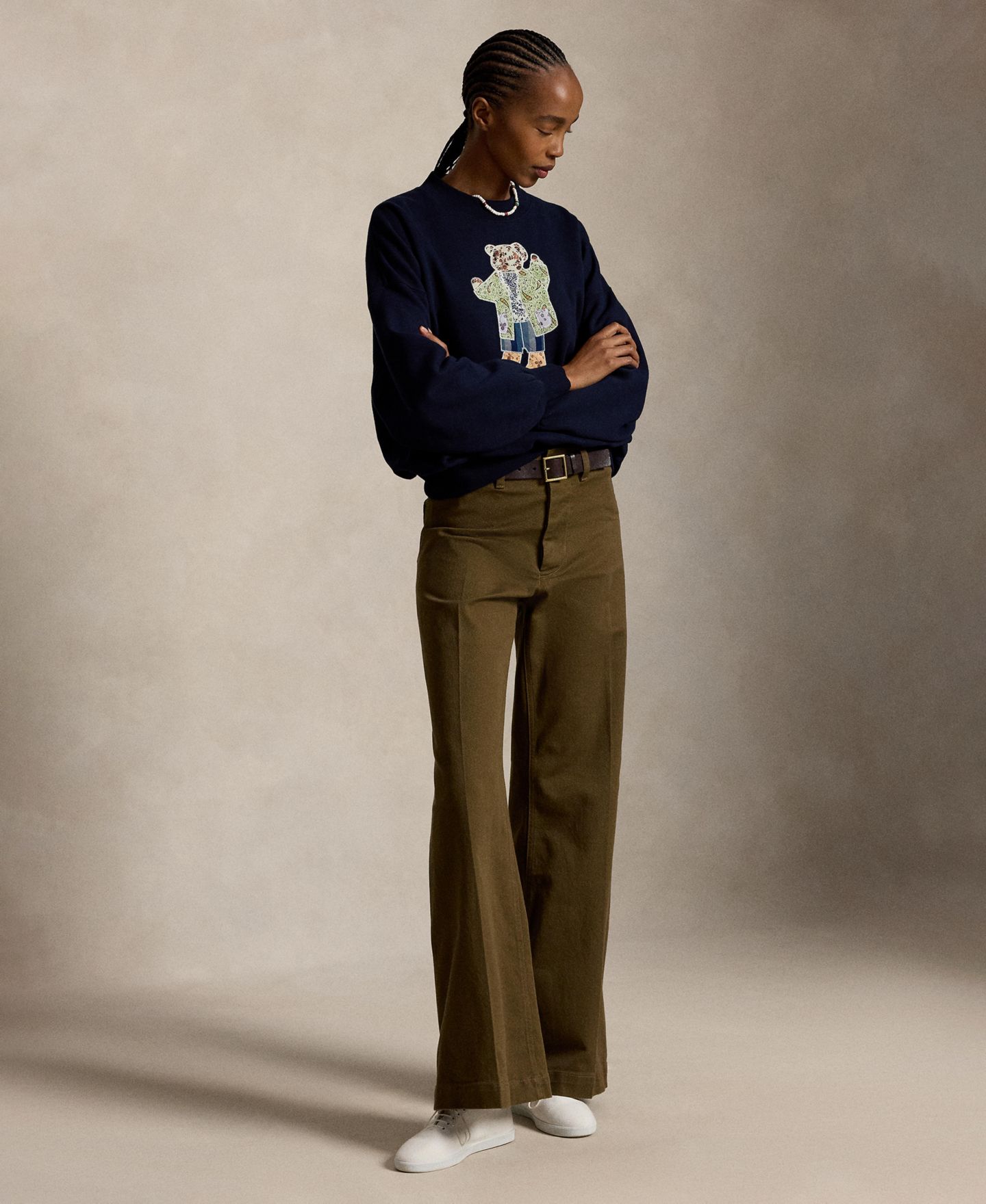 Женский свитшот Polo Ralph Lauren Crewneck Long-Sleeve Sweatshirt, цвет: Тёмно-зелёный тёмно-синий — фото 2
