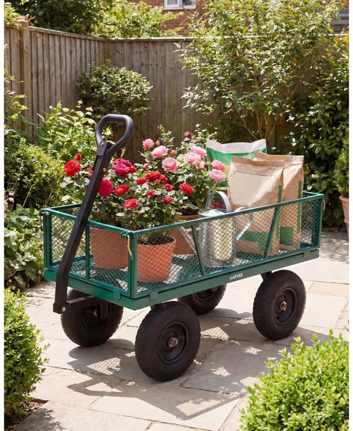 gaomon 1200 lbs Heavy Duty Steel Garden Cart with Removable Mesh Sides 13inch All-Terrain Pneumatic Tires Utility Wagon with 180 Rotating