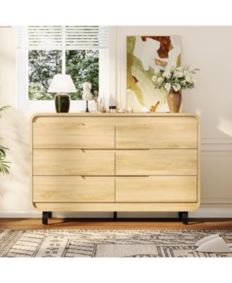 6 Drawer Wood Dresser for Bedroom, Modern Storage Chest Organizer