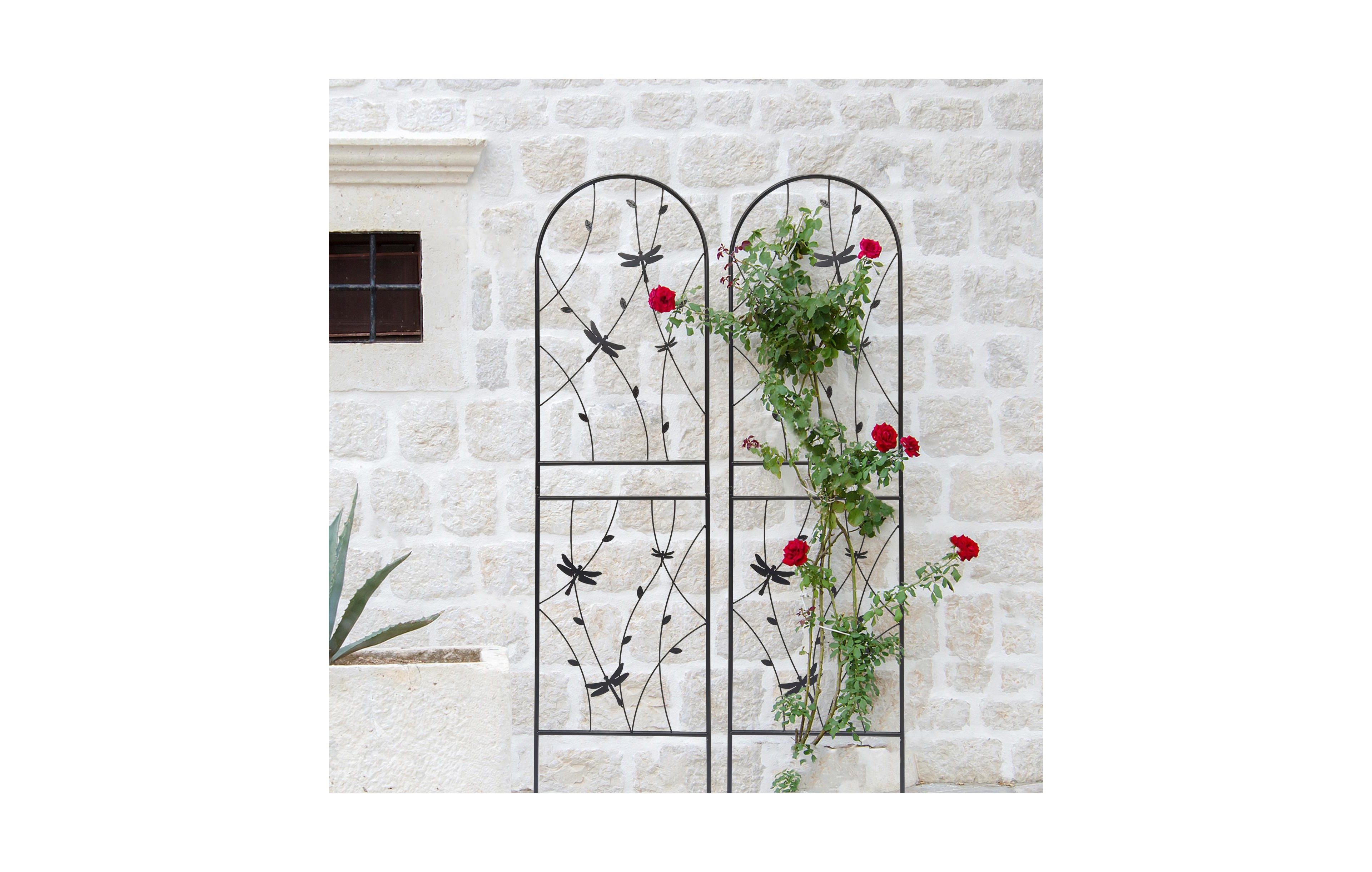 Clihome Metal Garden Trellis 71" x 19.7" Rustproof Trellis for Climbing Plants Outdoor Flower Support