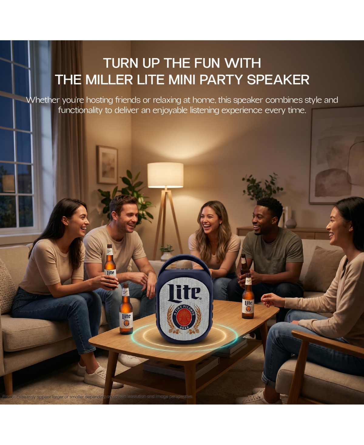 Miller Lite Mini Party Speaker with Color Changing Led Lights, Fm Radio, Built-in Handle
