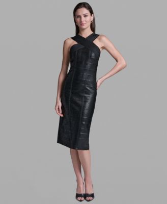 Women's Black Bandage Midi Dress