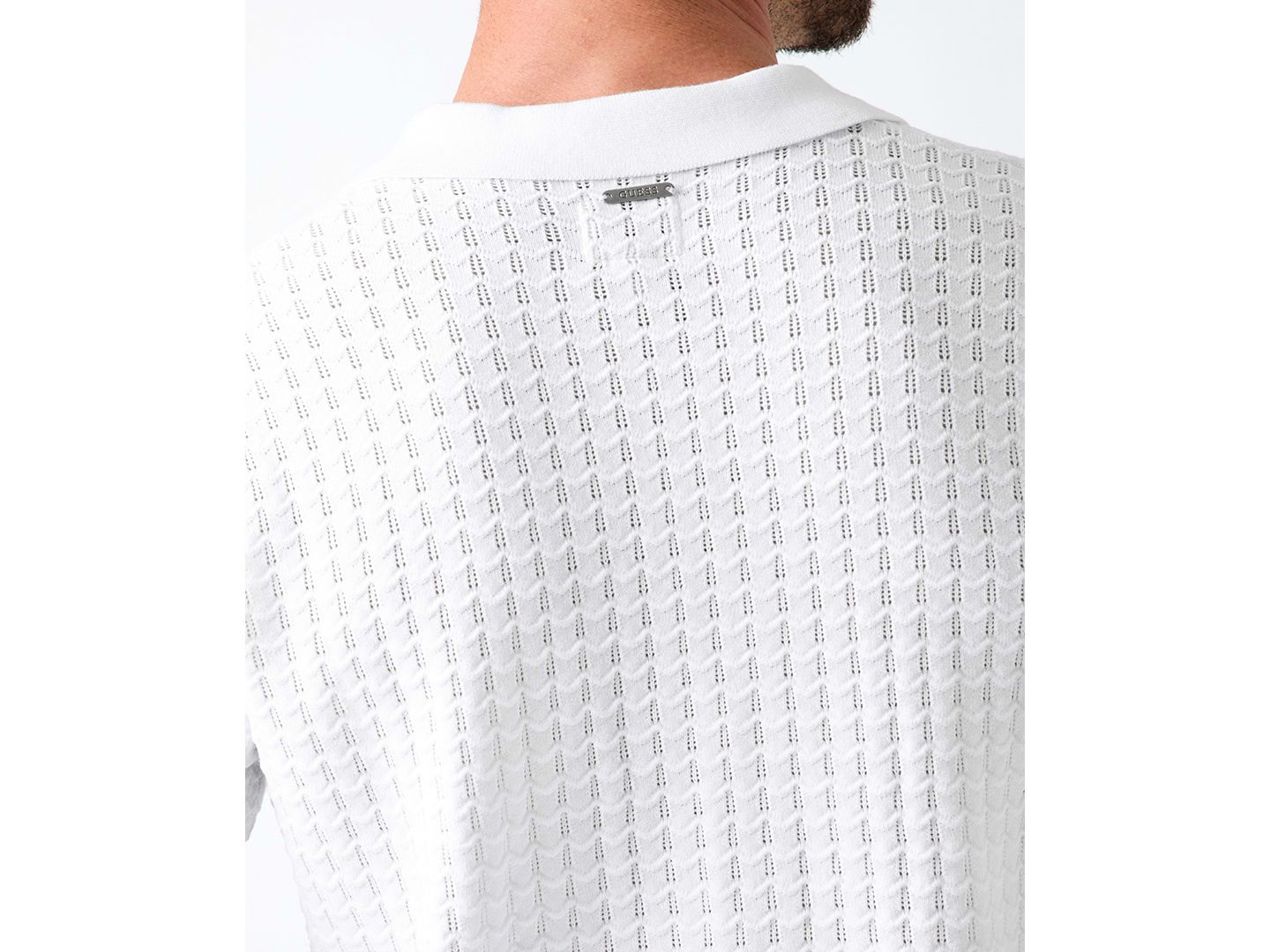Мужское поло GUESS Chevron Pointe Short-Sleeve Polo Shirt, цвет: Чистый белый — фото 4