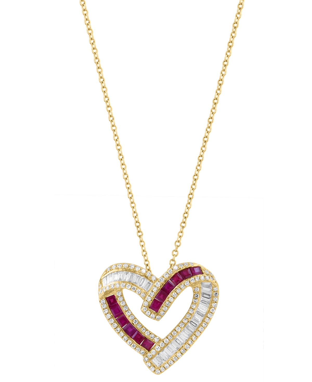 Effy Collection Ruby 34 ct tw  Diamond 34 ct tw Pendant Necklace in 14k Yellow Gold  Yellow Gold