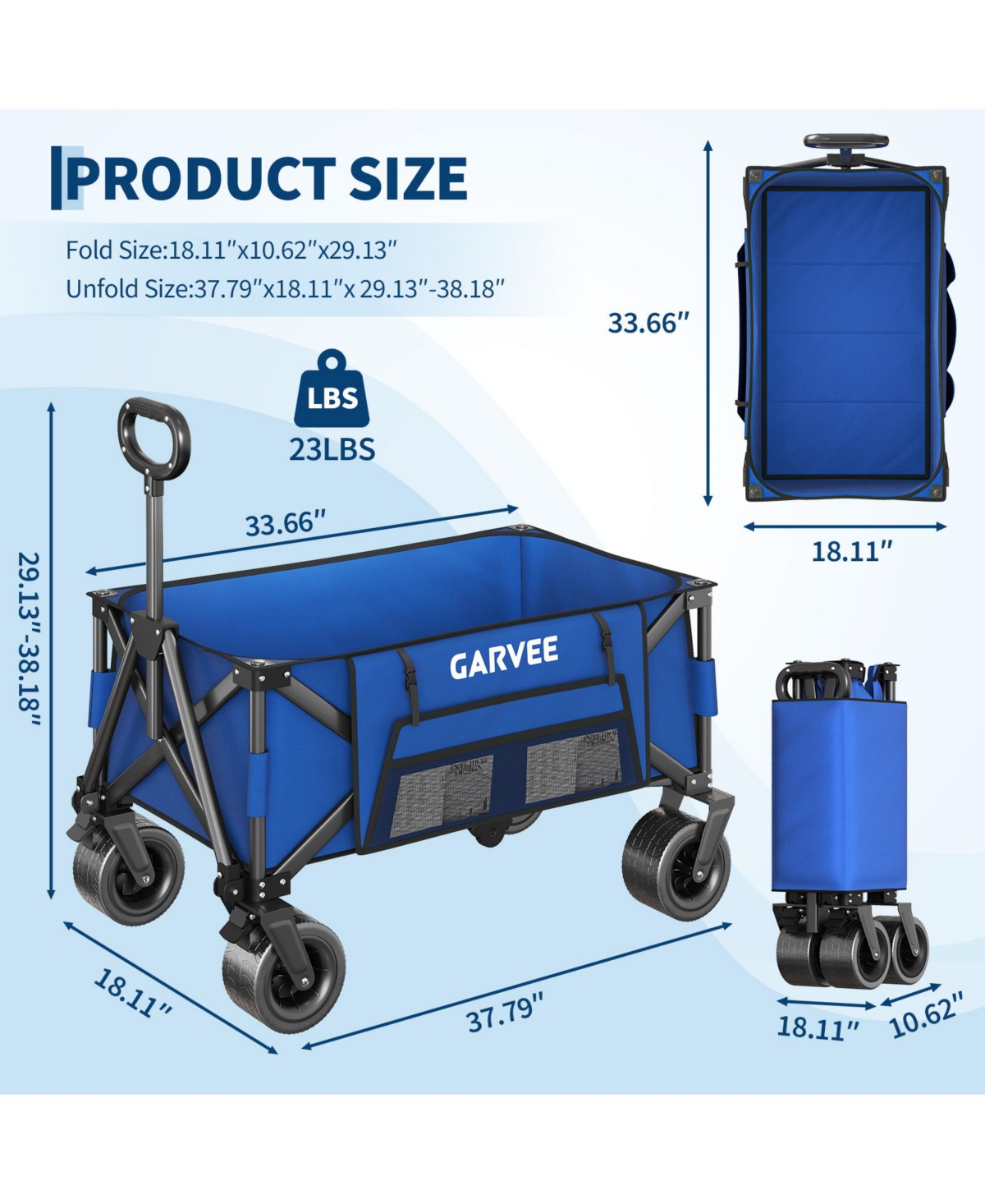 gaomon 460LBS Weight Capacity Foldable Wagon Carts for Outdoor Storage, Groceries, Shopping, Camping