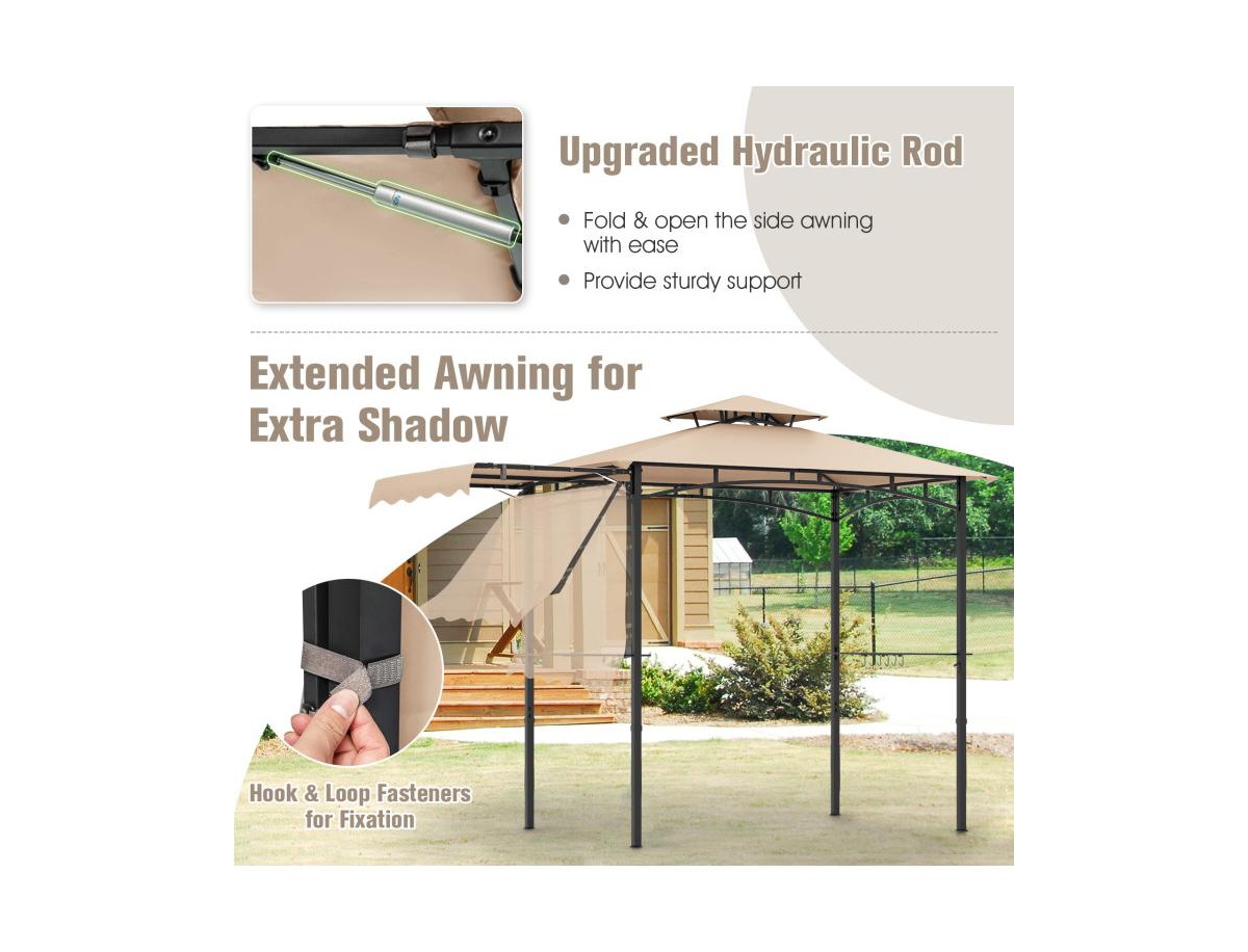 Boyel Living 11 x 5 Feet Grill Gazebo with Side Awning and Double-Tiered Top
