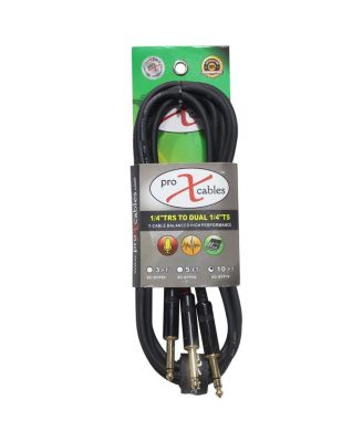 XC-SYP10 10' 1/4" TRS-M Stereo to Dual 1/4" TS-M Unbalanced High Performance Audio Y Cable