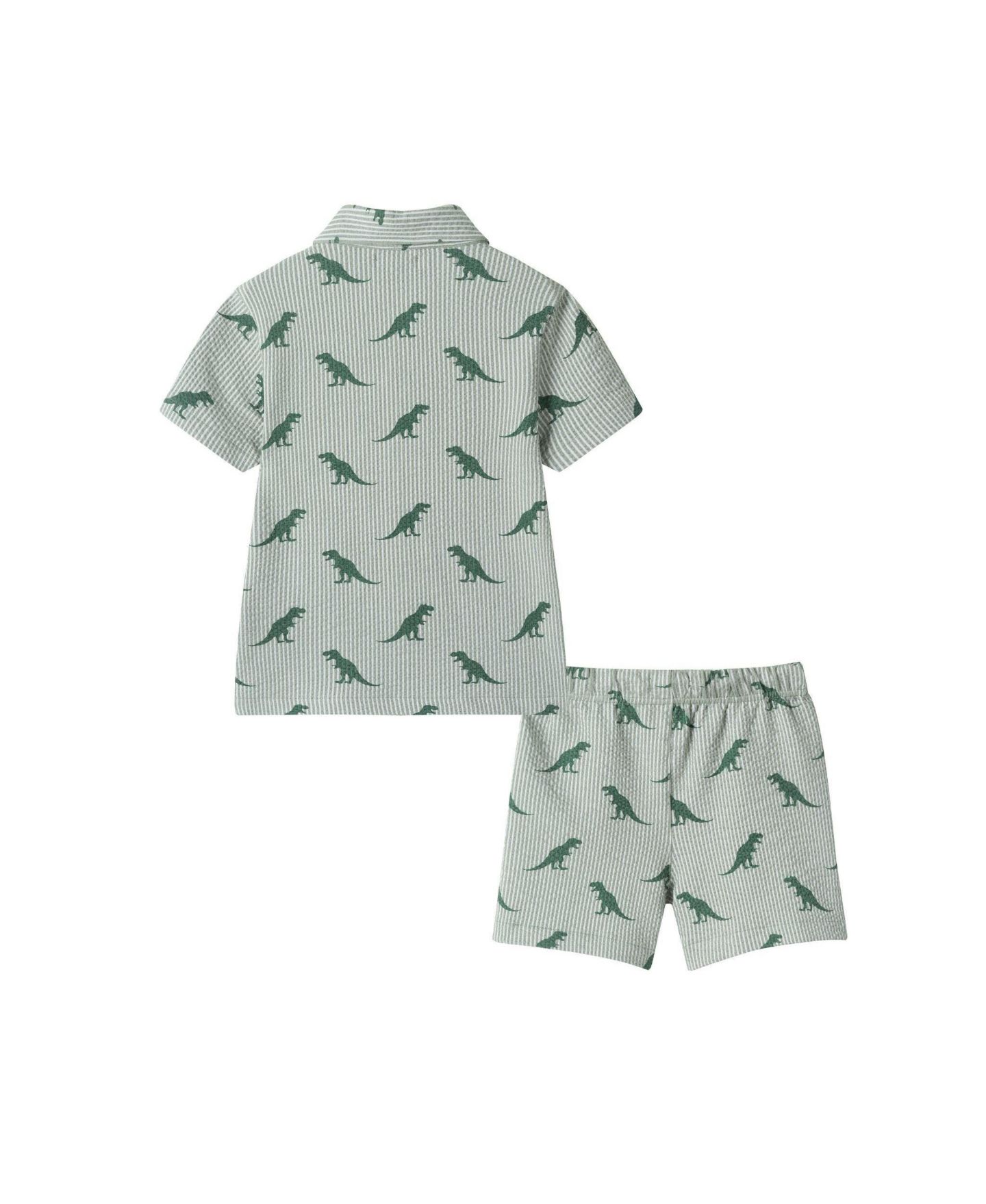 Комплекты Andy & Evan Stripe Dino Short Sleeve Cabana Set для мальчиков, цвет: Зелёный — фото 2