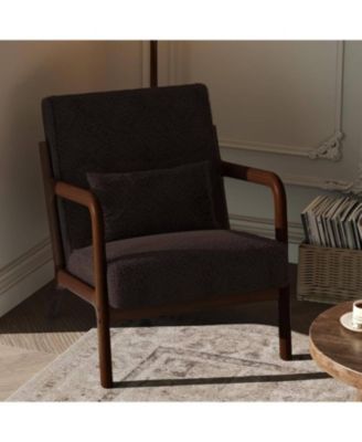 Modern Sherpa Accent Chair, Ergonomic Lounge Armchair for Living Room, Bedroom, Office
