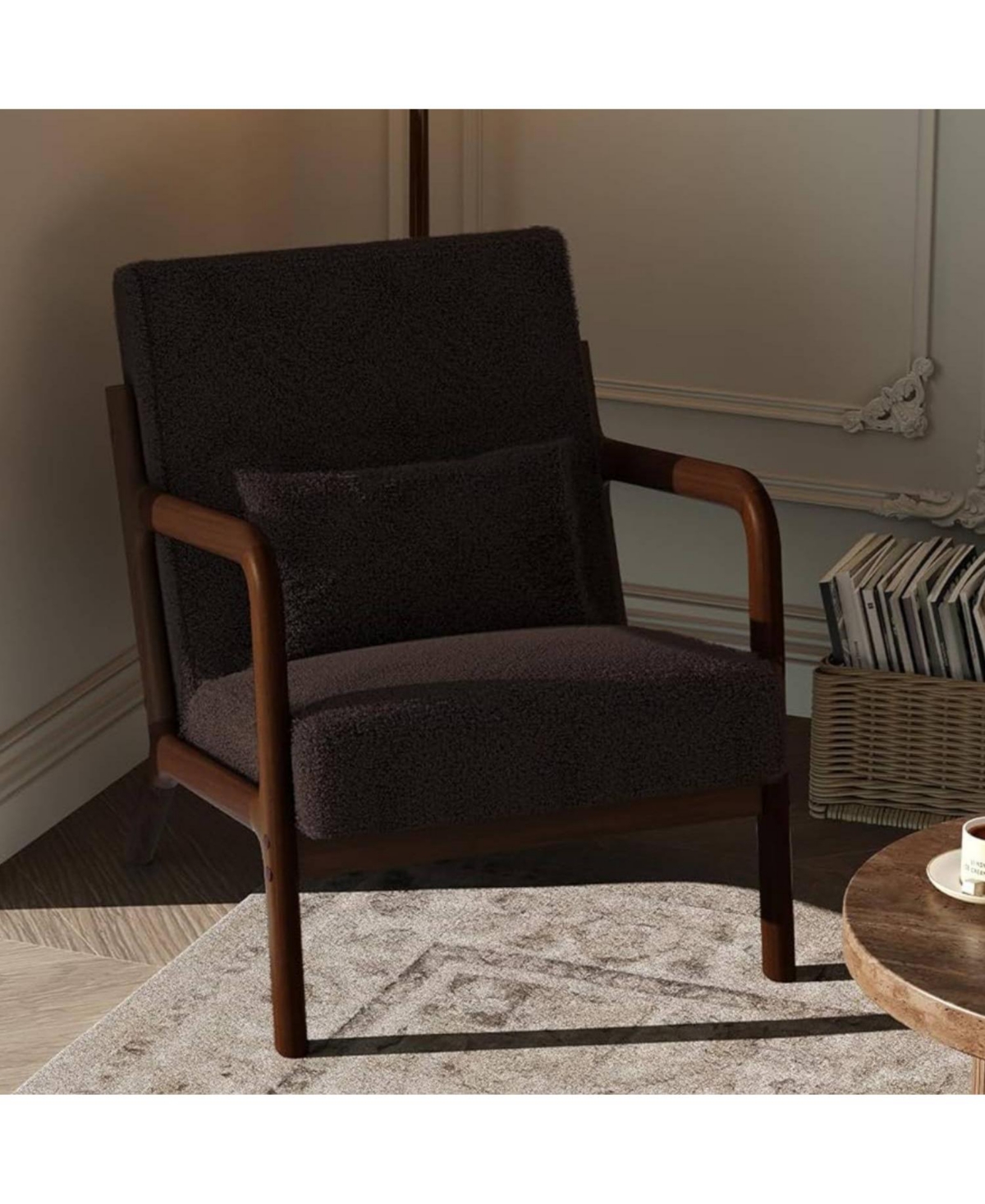 gaomon Modern Sherpa Accent Chair, Ergonomic Lounge Armchair for Living Room, Bedroom, Office