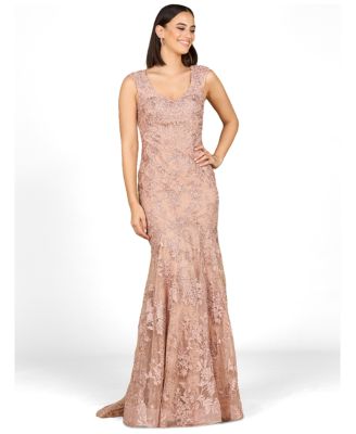 Women's Sleeveless Mermaid Lace Embroidered Gown