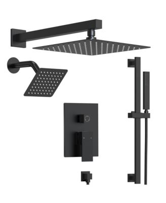 10" High-Pressure Rainfall Shower Faucet with Handheld Spray and Slide Bar Wall Mount Dual Shower Head System
