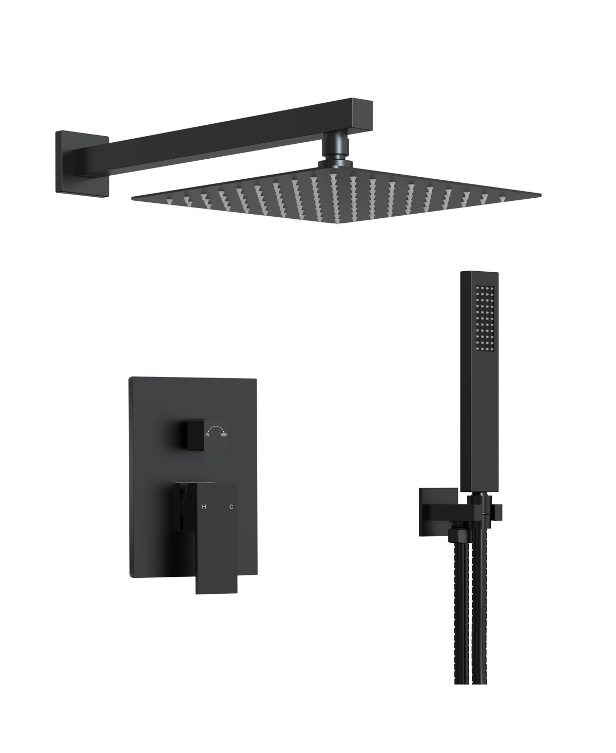 Everstrein 10" Rain Shower Head High Pressure Wall Mount Shower System Bathroom Shower Faucet Set with Handheld Spray