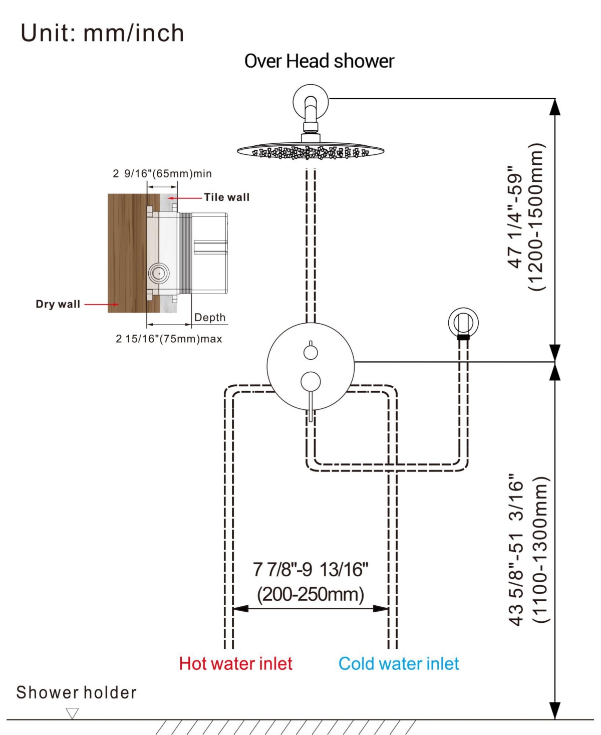 Everstrein Pressure Balance Shower System with 10" Rainfall Shower Faucet and Handheld Shower Spray