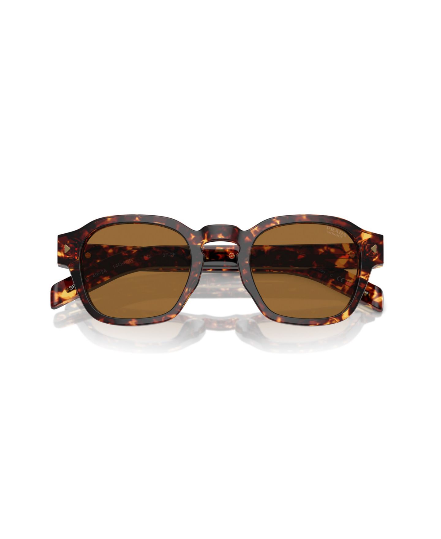 Мужские солнцезащитные очки PRADA Photochromic Round Sunglasses, PR A16S, цвет: Черепаховый — фото 6