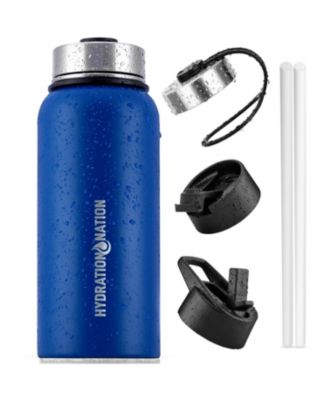 32oz Vacuum Insulated Water Bottle w/ 3 Lids & Straw